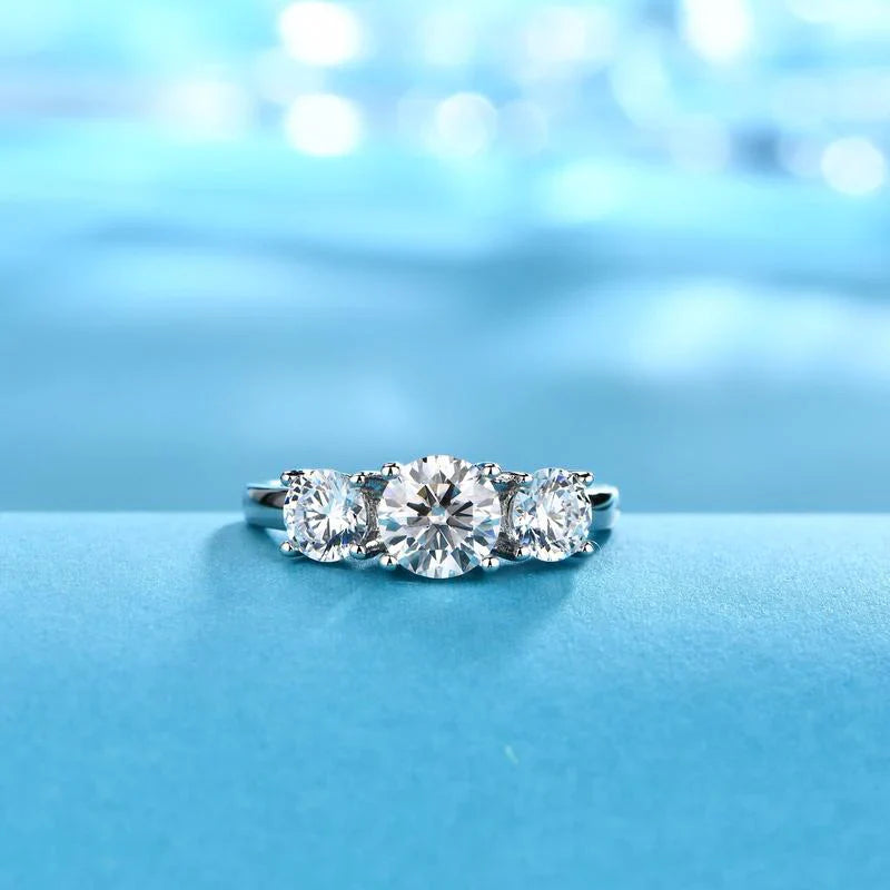 Clare Triple Stone Ring | White gold 16k