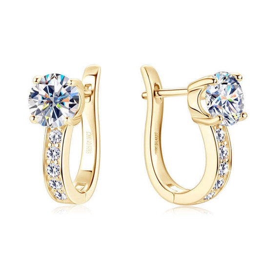Channel Moissanite Huggie Earrings | White gold 18k